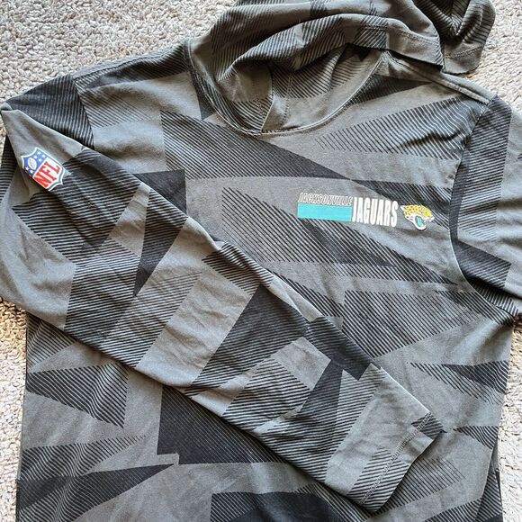NFL Jacksonville Jaguars Nike‎ Dri Fit Tee Long Sleeve Hooded Mens S - Picture 1 of 6